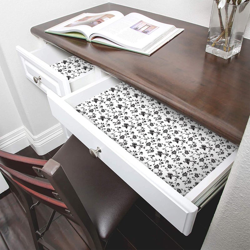 Smart Design Bonded Grip Shelf Liner - 12 Inch x 10 Feet - Non Adhesive, Strong Grip Bottom, Easy Clean Kitchen Drawer, Cabinet, Cupboard Dresser Protector Cover, Non Slip Rubber Mat - Wisteria Black - Image 3
